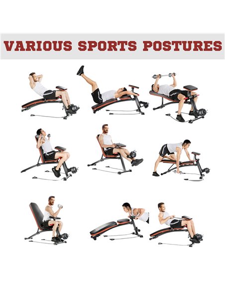 HOMCOM Foldable Adjustable Dumbbell Weight Lifting Sit Up Ab Bench Home Training Gym Incline Flat Multiuse Workout Exercise Fitn - pic 94750 | FastDaddyshop