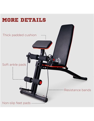 HOMCOM Foldable Adjustable Dumbbell Weight Lifting Sit Up Ab Bench Home Training Gym Incline Flat Multiuse Workout Exercise Fitn