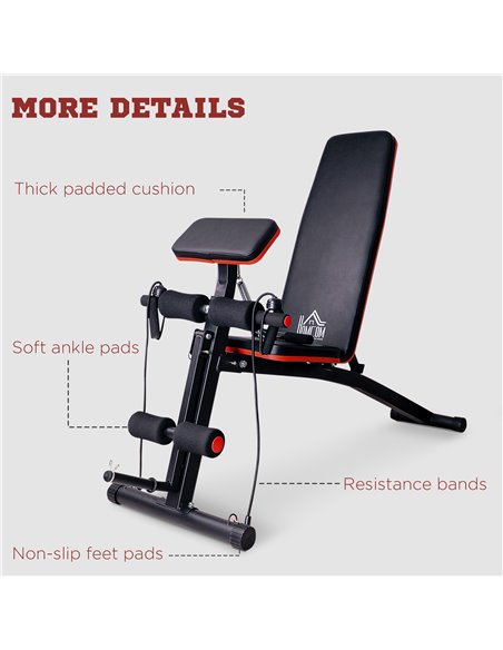 HOMCOM Foldable Adjustable Dumbbell Weight Lifting Sit Up Ab Bench Home Training Gym Incline Flat Multiuse Workout Exercise Fitn - pic 94751 | FastDaddyshop