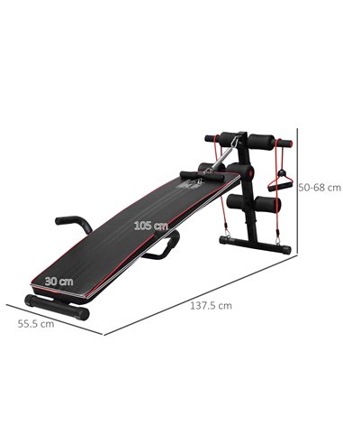 HOMCOM Durable Steel Sit Up Bench for Home Gym Fitness, Adjustable Workout Equipment, Black and Red A91-072