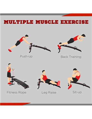 HOMCOM Durable Steel Sit Up Bench for Home Gym Fitness, Adjustable Workout Equipment, Black and Red A91-072