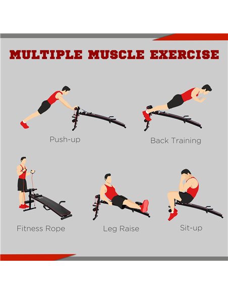 HOMCOM Durable Steel Sit Up Bench for Home Gym Fitness, Adjustable Workout Equipment, Black and Red A91-072 - pic 94757 | FastDaddyshop