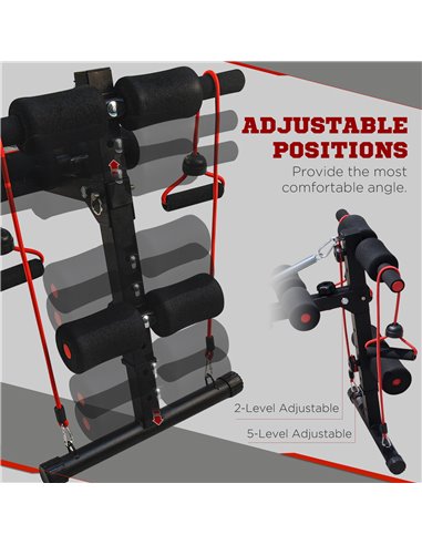 HOMCOM Durable Steel Sit Up Bench for Home Gym Fitness, Adjustable Workout Equipment, Black and Red A91-072