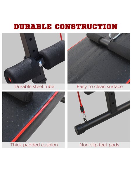 HOMCOM Durable Steel Sit Up Bench for Home Gym Fitness, Adjustable Workout Equipment, Black and Red A91-072 - pic 94759 | FastDaddyshop