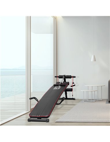 HOMCOM Durable Steel Sit Up Bench for Home Gym Fitness, Adjustable Workout Equipment, Black and Red A91-072