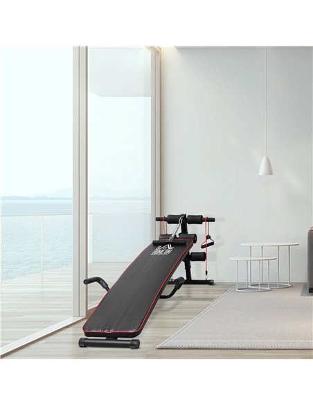 HOMCOM Durable Steel Sit Up Bench for Home Gym Fitness, Adjustable Workout Equipment, Black and Red A91-072 - pic 94760 | FastDaddyshop