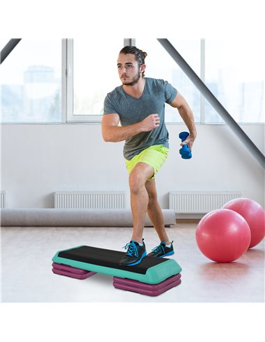 HOMCOM Aerobic Step Platform: Adjustable 3-Level Exercise Stepper with Non-Slip Surface, Compact Fitness, Ebony Black A90-210