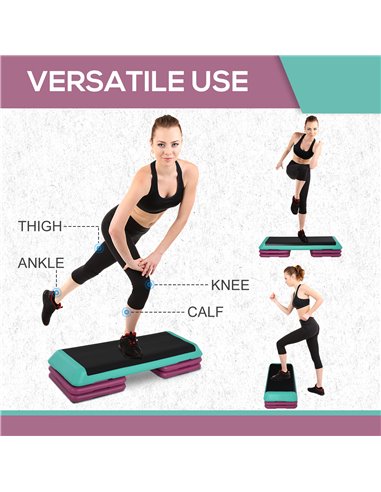 HOMCOM Aerobic Step Platform: Adjustable 3-Level Exercise Stepper with Non-Slip Surface, Compact Fitness, Ebony Black A90-210