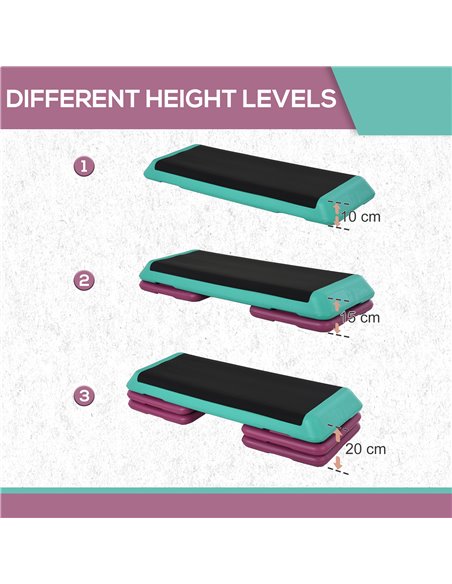 HOMCOM Aerobic Step Platform: Adjustable 3-Level Exercise Stepper with Non-Slip Surface, Compact Fitness, Ebony Black A90-210 - pic 94785 | FastDaddyshop