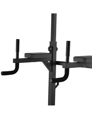 HOMCOM Multifunction Power Tower w/ Bench Home Workout Dip Station Push-up Bars Fitness Equipment Office Gym Training A91-092BK