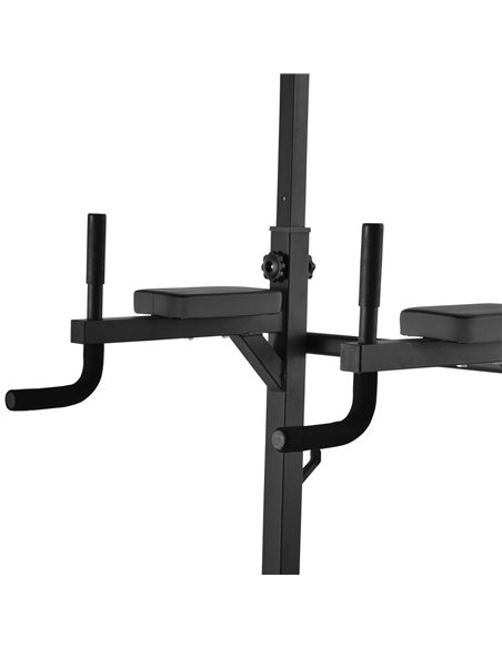 HOMCOM Multifunction Power Tower w/ Bench Home Workout Dip Station Push-up Bars Fitness Equipment Office Gym Training A91-092BK - pic 94806 | FastDaddyshop