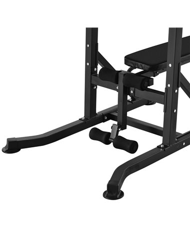 HOMCOM Multifunction Power Tower w/ Bench Home Workout Dip Station Push-up Bars Fitness Equipment Office Gym Training A91-092BK
