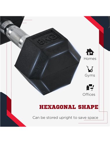 HOMCOM Hex Dumbbells Set Rubber Dumbbells Weight Lifting Equipment Fitness Home Gym A91-017V01