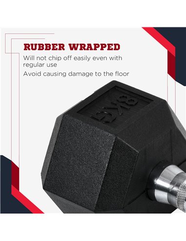 HOMCOM Hex Dumbbells Set Rubber Dumbbells Weight Lifting Equipment Fitness Home Gym A91-017V01