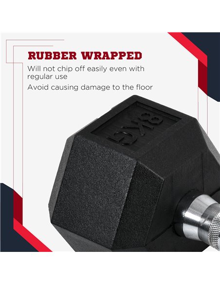 HOMCOM Hex Dumbbells Set Rubber Dumbbells Weight Lifting Equipment Fitness Home Gym A91-017V01 - pic 94813 | FastDaddyshop