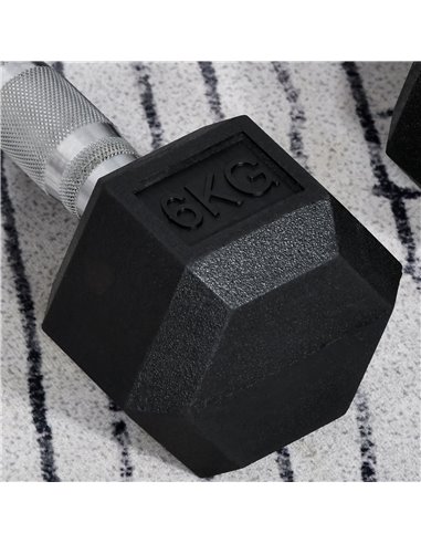 HOMCOM Hex Dumbbells Set Rubber Dumbbells Weight Lifting Equipment Fitness Home Gym A91-017V01