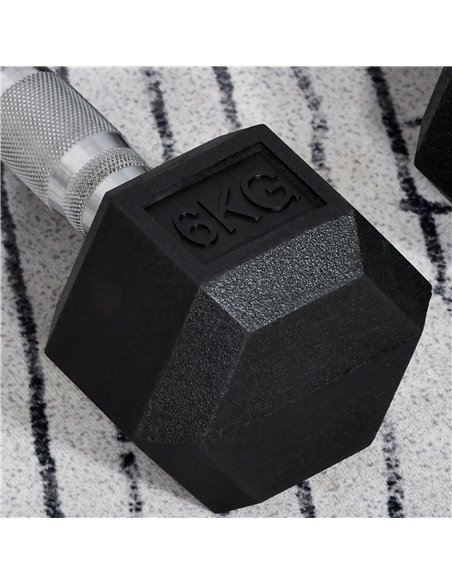 HOMCOM Hex Dumbbells Set Rubber Dumbbells Weight Lifting Equipment Fitness Home Gym A91-017V01 - pic 94816 | FastDaddyshop