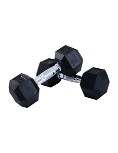 HOMCOM Rubber Hex Dumbbells, Sports Hex Weights Sets, Home Gym Fitness, Hexagonal Dumbbells Kit Weight Lifting Exercise (2 x 8kg