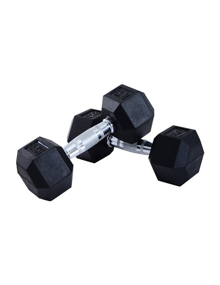 HOMCOM Rubber Hex Dumbbells, Sports Hex Weights Sets, Home Gym Fitness, Hexagonal Dumbbells Kit Weight Lifting Exercise (2 x 8kg - pic 94817 | FastDaddyshop