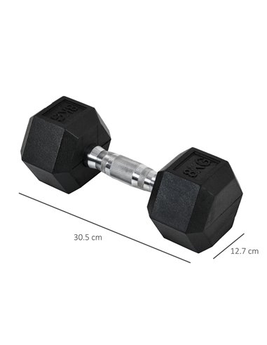 HOMCOM Rubber Hex Dumbbells, Sports Hex Weights Sets, Home Gym Fitness, Hexagonal Dumbbells Kit Weight Lifting Exercise (2 x 8kg