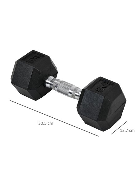 HOMCOM Rubber Hex Dumbbells, Sports Hex Weights Sets, Home Gym Fitness, Hexagonal Dumbbells Kit Weight Lifting Exercise (2 x 8kg - pic 94819 | FastDaddyshop