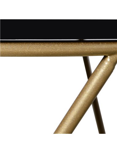 HOMCOM Wooden Metal Round Coffee Table Sofa End Side Bedside Table Modern Style Living Room Decor  - Black Gold Color (����43cm)
