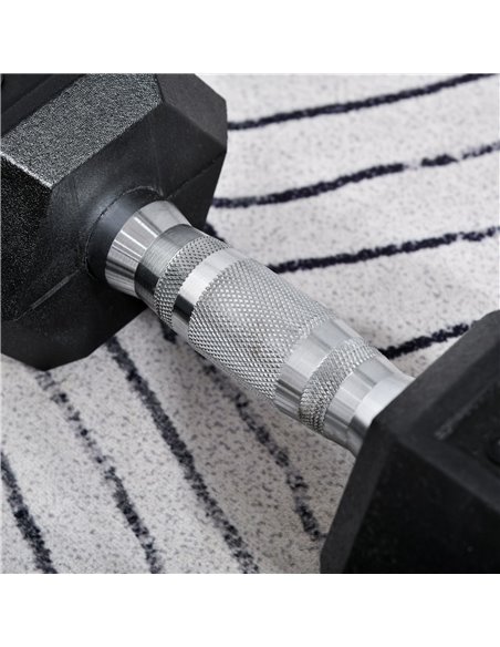 HOMCOM Rubber Hex Dumbbells, Sports Hex Weights Sets, Home Gym Fitness, Hexagonal Dumbbells Kit Weight Lifting Exercise (2 x 8kg - pic 94824 | FastDaddyshop
