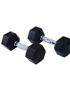HOMCOM Rubber Dumbbell Sports Hex Weights Sets Home Gym Fitness Hexagonal Dumbbells Kit Weight Lifting Exercise (2 x 5kg) A91-01