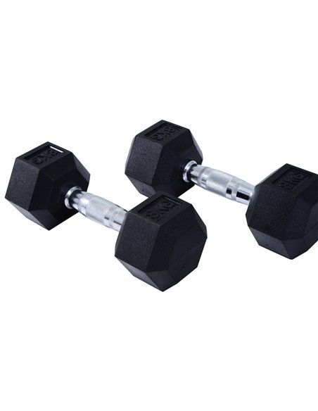 HOMCOM Rubber Dumbbell Sports Hex Weights Sets Home Gym Fitness Hexagonal Dumbbells Kit Weight Lifting Exercise (2 x 5kg) A91-01 - pic 94826 | FastDaddyshop
