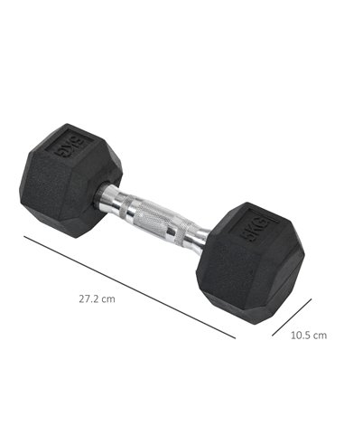 HOMCOM Rubber Dumbbell Sports Hex Weights Sets Home Gym Fitness Hexagonal Dumbbells Kit Weight Lifting Exercise (2 x 5kg) A91-01