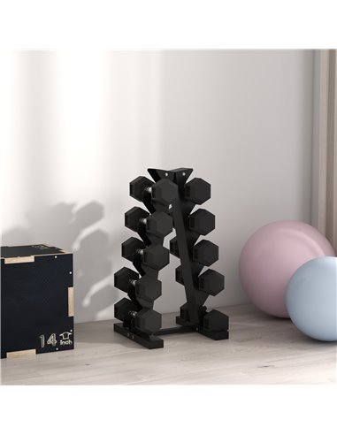 HOMCOM Rubber Dumbbell Sports Hex Weights Sets Home Gym Fitness Hexagonal Dumbbells Kit Weight Lifting Exercise (2 x 5kg) A91-01