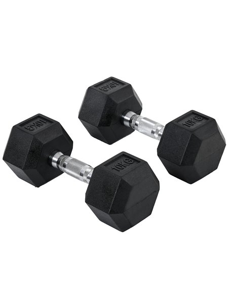 HOMCOM Hex Dumbbells Set Rubber Dumbbells Weight Lifting Equipment Fitness Home Gym A91-019V01 - pic 94835 | FastDaddyshop