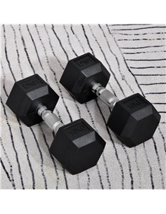 HOMCOM Hex Dumbbells Set Rubber Dumbbells Weight Lifting Equipment Fitness Home Gym A91-019V01 2
