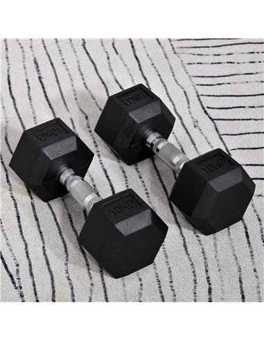 HOMCOM Hex Dumbbells Set Rubber Dumbbells Weight Lifting Equipment Fitness Home Gym A91-019V01