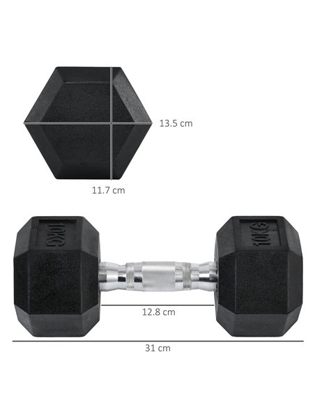 HOMCOM Hex Dumbbells Set Rubber Dumbbells Weight Lifting Equipment Fitness Home Gym A91-019V01 - pic 94837 | FastDaddyshop