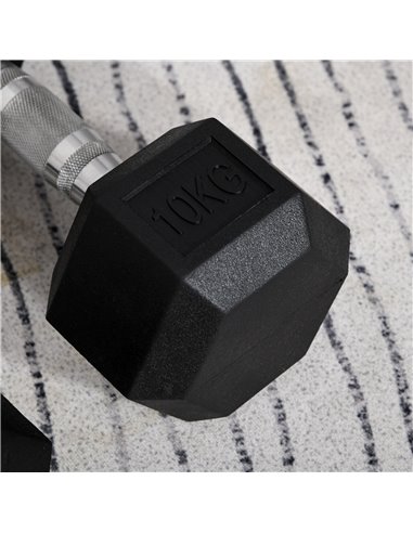 HOMCOM Hex Dumbbells Set Rubber Dumbbells Weight Lifting Equipment Fitness Home Gym A91-019V01