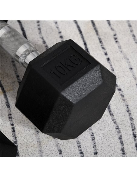 HOMCOM Hex Dumbbells Set Rubber Dumbbells Weight Lifting Equipment Fitness Home Gym A91-019V01 - pic 94843 | FastDaddyshop
