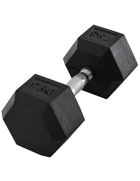HOMCOM Single Rubber Hex Dumbbell, 17.5KG, Portable Hand Weight for Fitness, Home Gym Workout Equipment A91-022V01 - pic 94844 | FastDaddyshop