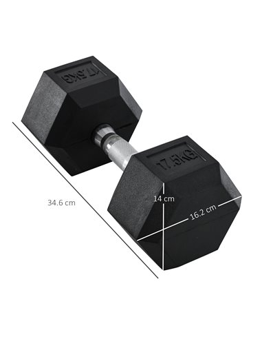HOMCOM Single Rubber Hex Dumbbell, 17.5KG, Portable Hand Weight for Fitness, Home Gym Workout Equipment A91-022V01