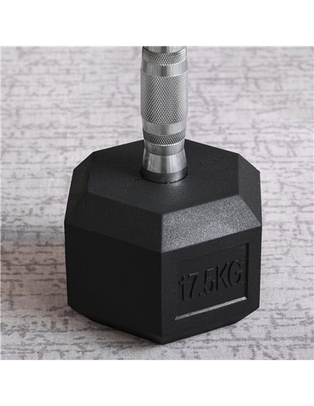 HOMCOM Single Rubber Hex Dumbbell, 17.5KG, Portable Hand Weight for Fitness, Home Gym Workout Equipment A91-022V01 - pic 94851 | FastDaddyshop
