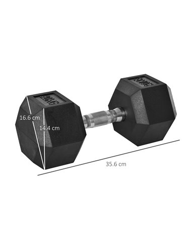 HOMCOM Heavy-Duty Rubber Hex Dumbbell, 20KG, Non-Slip Grip, Home Gym Fitness Weight, Black A91-023V01