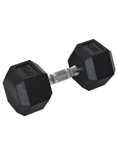 HOMCOM 15KG Single Rubber Hex Dumbbell Portable Hand Weights Dumbbell Home Gym Workout Fitness Hand Dumbbell A91-021V01