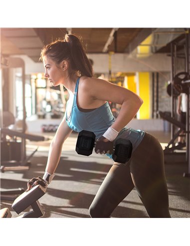 HOMCOM 15KG Single Rubber Hex Dumbbell Portable Hand Weights Dumbbell Home Gym Workout Fitness Hand Dumbbell A91-021V01