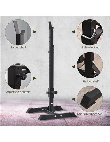 HOMCOM Heavy Duty Weights Bar Barbell Squat Stand Stands Barbell Rack Spotter GYM Fitness Power Rack Holder Bench New A91-174V01