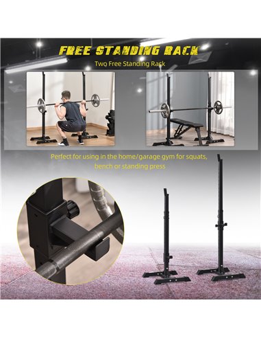 HOMCOM Heavy Duty Weights Bar Barbell Squat Stand Stands Barbell Rack Spotter GYM Fitness Power Rack Holder Bench New A91-174V01