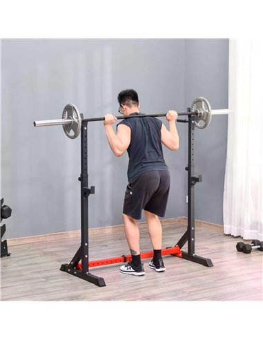 HOMCOM Barbell Rack Squat Dip Stand Weight Lifting Bench Press Home Gym Adjustable Multi-Use Station Fitness Workout Equ A91-071