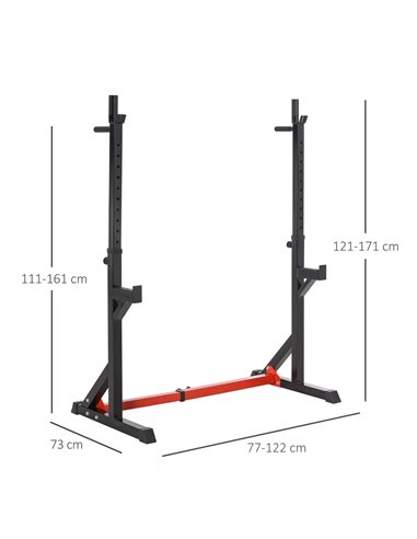 HOMCOM Barbell Rack Squat Dip Stand Weight Lifting Bench Press Home Gym Adjustable Multi-Use Station Fitness Workout Equ A91-071