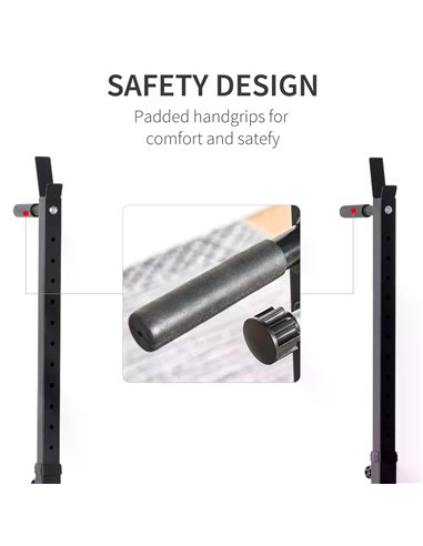HOMCOM Barbell Rack Squat Dip Stand Weight Lifting Bench Press Home Gym Adjustable Multi-Use Station Fitness Workout Equ A91-071