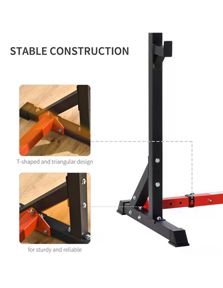 HOMCOM Barbell Rack Squat Dip Stand Weight Lifting Bench Press Home Gym Adjustable Multi-Use Station Fitness Workout Equ A91-071 - pic 94893 | FastDaddyshop