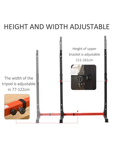 HOMCOM Barbell Rack Squat Dip Stand Weight Lifting Bench Press Home Gym Adjustable Multi-Use Station Fitness Workout Equ A91-071